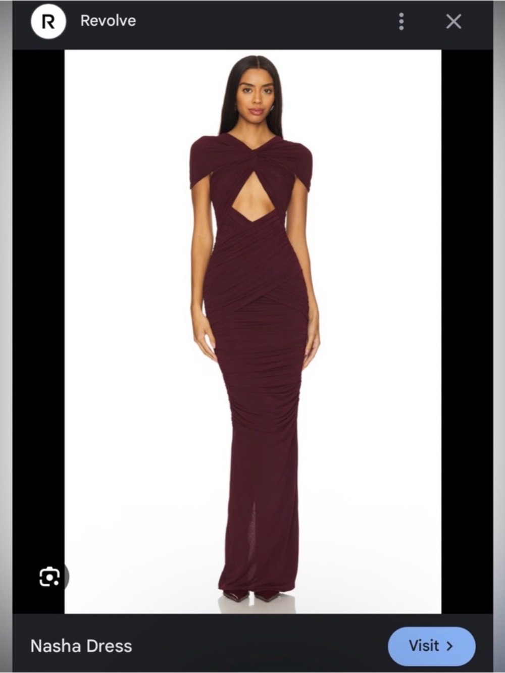 Nasha dress Ronny Kobo Burgundy Ruched Cutout Maxi Dress